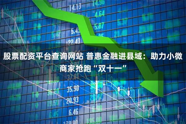 股票配资平台查询网站 普惠金融进县域：助力小微商家抢跑“双十一”