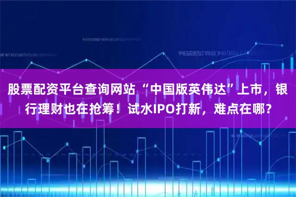 股票配资平台查询网站 “中国版英伟达”上市，银行理财也在抢筹！试水IPO打新，难点在哪？