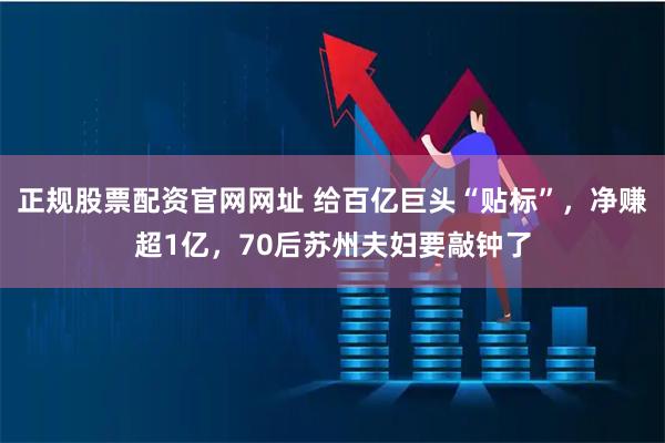 正规股票配资官网网址 给百亿巨头“贴标”，净赚超1亿，70后苏州夫妇要敲钟了